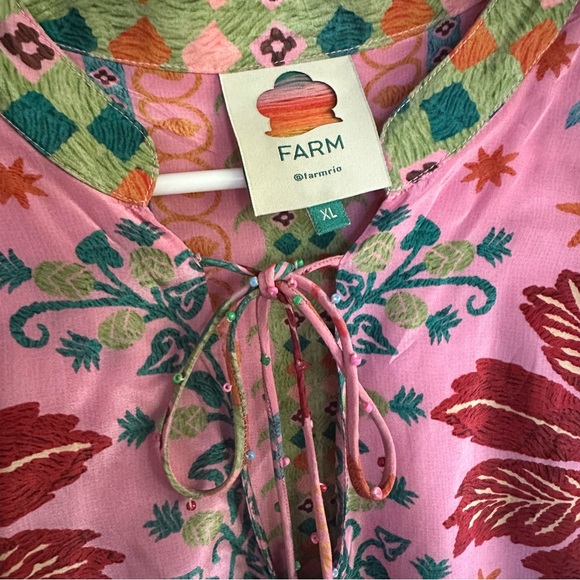 Farm Rio Pink Fruits Queen Scarf Midi Dress, size XL - Picture 5 of 14
